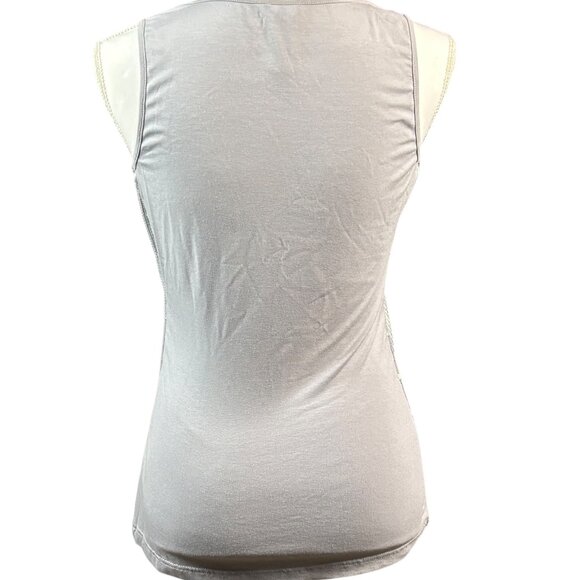 Cache Tank Top Size Small Sleeveless Metallic Front Silver Y2K Glam Date Night - Picture 3 of 7